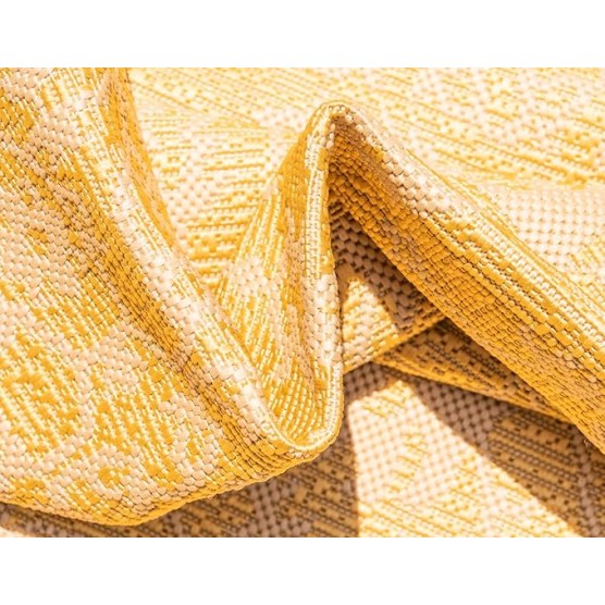 Outdoor Botanical Collection Area Rug - Allover (7' 1" x 10' Rectangle, Yellow/ Beige)