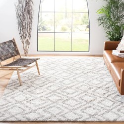 Arizona Shag Collection 8' x 10' Ivory/Beige ASG740A Moroccan Diamond Non-Shedding Living Room Bedroom Dining Room Entryway Plush 1.6-inch Thick Area Rug
