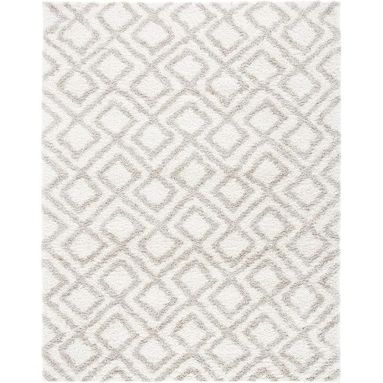 Arizona Shag Collection 8' x 10' Ivory/Beige ASG740A Moroccan Diamond Non-Shedding Living Room Bedroom Dining Room Entryway Plush 1.6-inch Thick Area Rug