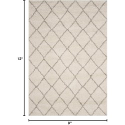 Arizona Shag Collection Area Rug - 9' x 12', Ivory & Beige, Diamond Trellis Design, Non-Shedding & Easy Care, 1.6-inch Thick Ideal for High Traffic Areas in Living Room, Bedroom (ASG742A)