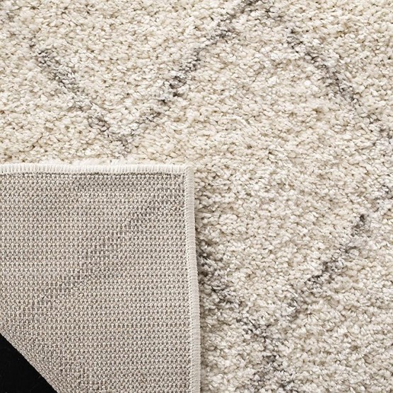 Arizona Shag Collection Area Rug - 9' x 12', Ivory & Beige, Diamond Trellis Design, Non-Shedding & Easy Care, 1.6-inch Thick Ideal for High Traffic Areas in Living Room, Bedroom (ASG742A)