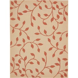 Outdoor Botanical Collection Floral, Vines, Coastal, Indoor and Outdoor Area Rug (9' x 12' Rectangular, Terracotta)