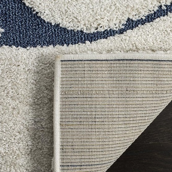 Florida Shag Collection Area Rug - 8'6" x 12', Cream & Blue, Scroll Design, Non-Shedding & Easy Care, 1.2-inch Thick Ideal for High Traffic Areas in Living Room, Bedroom (SG468-1165)