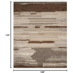 Kenya Collection Area Rug - 9' x 12', Grey & Brown, Hand-Knotted Tribal Tassel Wool, Ideal for High Traffic Areas in Living Room, Bedroom (KNY225A)
