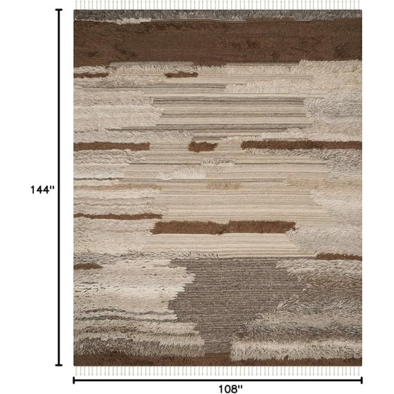 Kenya Collection Area Rug - 9' x 12', Grey & Brown, Hand-Knotted Tribal Tassel Wool, Ideal for High Traffic Areas in Living Room, Bedroom (KNY225A)