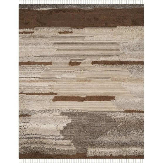 Kenya Collection Area Rug - 9' x 12', Grey & Brown, Hand-Knotted Tribal Tassel Wool, Ideal for High Traffic Areas in Living Room, Bedroom (KNY225A)