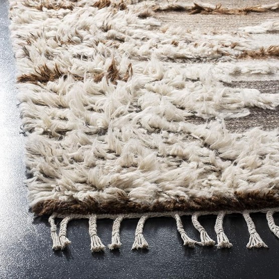 Kenya Collection Area Rug - 9' x 12', Grey & Brown, Hand-Knotted Tribal Tassel Wool, Ideal for High Traffic Areas in Living Room, Bedroom (KNY225A)