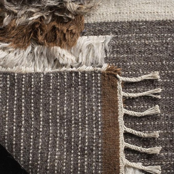 Kenya Collection Area Rug - 9' x 12', Grey & Brown, Hand-Knotted Tribal Tassel Wool, Ideal for High Traffic Areas in Living Room, Bedroom (KNY225A)