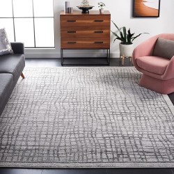 Adirondack Collection X-Large Area Rug - 12' x 18', Silver & Ivory, Modern Abstract Design, Non-Shedding & Easy Care, Ideal for High Traffic Areas in Living Room, Bedroom (ADR103B)