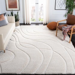 Florida Shag Collection Area Rug - 8'6" x 12', Creme & Creme, Non-Shedding & Easy Care, 1.2-inch Thick Ideal for High Traffic Areas in Living Room, Bedroom (SG471-1111)