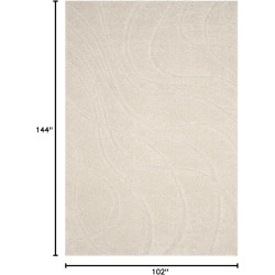 Florida Shag Collection Area Rug - 8'6" x 12', Creme & Creme, Non-Shedding & Easy Care, 1.2-inch Thick Ideal for High Traffic Areas in Living Room, Bedroom (SG471-1111)