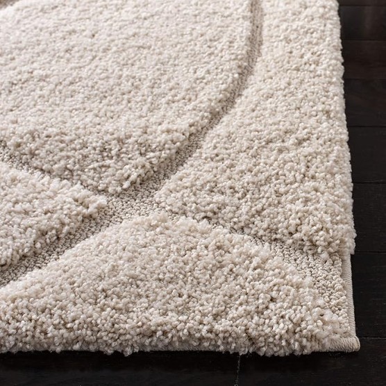 Florida Shag Collection Area Rug - 8'6" x 12', Creme & Creme, Non-Shedding & Easy Care, 1.2-inch Thick Ideal for High Traffic Areas in Living Room, Bedroom (SG471-1111)