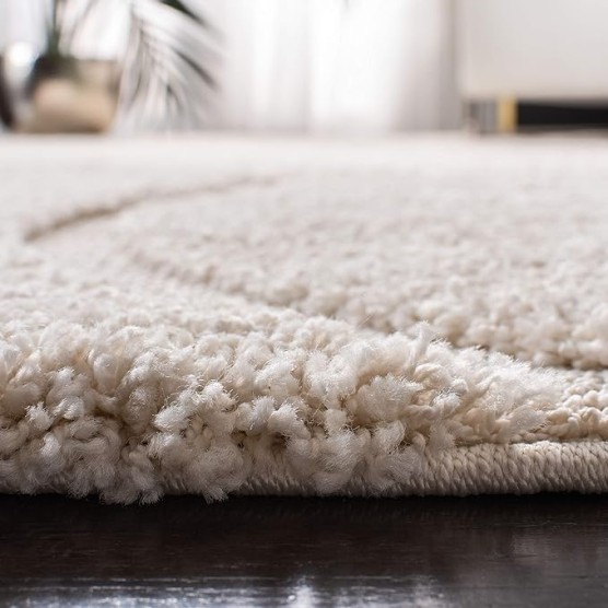 Florida Shag Collection Area Rug - 8'6" x 12', Creme & Creme, Non-Shedding & Easy Care, 1.2-inch Thick Ideal for High Traffic Areas in Living Room, Bedroom (SG471-1111)