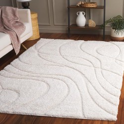 Florida Shag Collection Area Rug - 5'3" x 7'6", Creme & Creme, Non-Shedding & Easy Care, 1.2-inch Thick Ideal for High Traffic Areas in Living Room, Bedroom (SG471-1111)