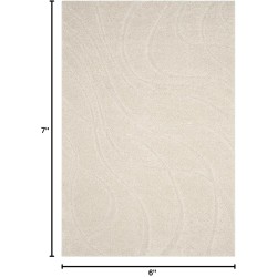Florida Shag Collection Area Rug - 5'3" x 7'6", Creme & Creme, Non-Shedding & Easy Care, 1.2-inch Thick Ideal for High Traffic Areas in Living Room, Bedroom (SG471-1111)
