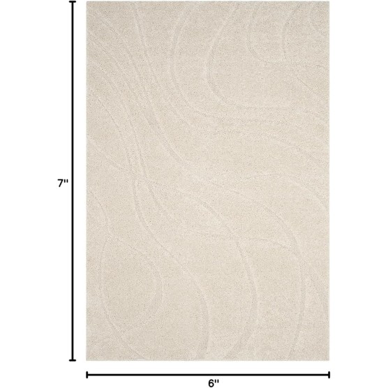 Florida Shag Collection Area Rug - 5'3" x 7'6", Creme & Creme, Non-Shedding & Easy Care, 1.2-inch Thick Ideal for High Traffic Areas in Living Room, Bedroom (SG471-1111)