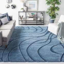 Florida Shag Collection Area Rug - 8'6" x 12', Light Blue & Blue, Non-Shedding & Easy Care, 1.2-inch Thick Ideal for High Traffic Areas in Living Room, Bedroom (SG471-6065)