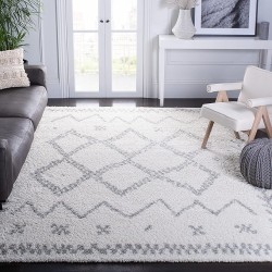 Arizona Shag Collection 8' x 10' Ivory/Grey ASG749G Moroccan Non-Shedding Living Room Bedroom Dining Room Entryway Plush 1.6-inch Thick Area Rug
