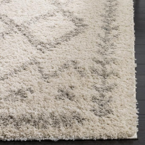 Arizona Shag Collection 8' x 10' Ivory/Grey ASG749G Moroccan Non-Shedding Living Room Bedroom Dining Room Entryway Plush 1.6-inch Thick Area Rug