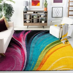 Fiesta Shag Collection Area Rug - 9' x 12', Multi, Modern Abstract Design, Non-Shedding & Easy Care, 0.5-inch Thick Ideal for High Traffic Areas in Living Room, Bedroom (FSG372M)