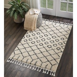 Moroccan Shag Moroccan Cream 9'2'' x 12'6'' Area-Rug, Easy-Cleaning, Non Shedding, Bed Room, Living Room, Dining Room, Kitchen (9x13)