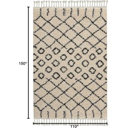 Moroccan Shag Moroccan Cream 9'2'' x 12'6'' Area-Rug, Easy-Cleaning, Non Shedding, Bed Room, Living Room, Dining Room, Kitchen (9x13)