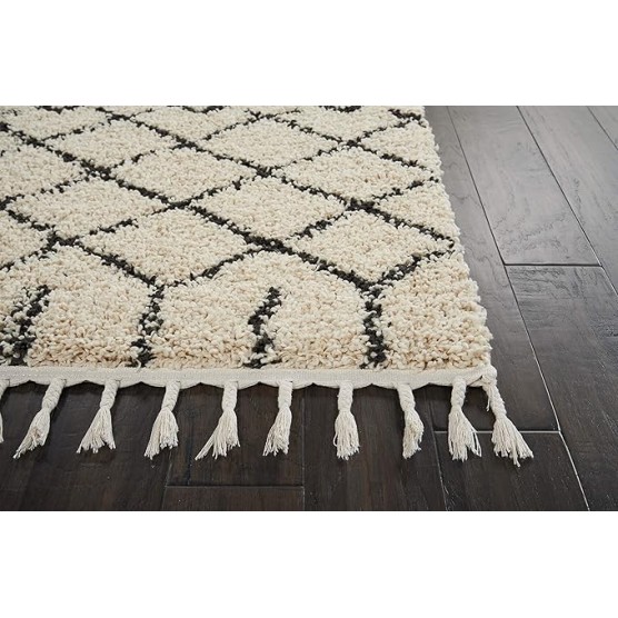 Moroccan Shag Moroccan Cream 9'2'' x 12'6'' Area-Rug, Easy-Cleaning, Non Shedding, Bed Room, Living Room, Dining Room, Kitchen (9x13)