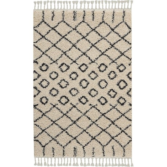 Moroccan Shag Moroccan Cream 9'2'' x 12'6'' Area-Rug, Easy-Cleaning, Non Shedding, Bed Room, Living Room, Dining Room, Kitchen (9x13)