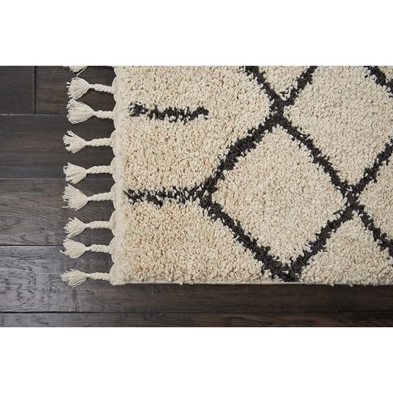 Moroccan Shag Moroccan Cream 9'2'' x 12'6'' Area-Rug, Easy-Cleaning, Non Shedding, Bed Room, Living Room, Dining Room, Kitchen (9x13)