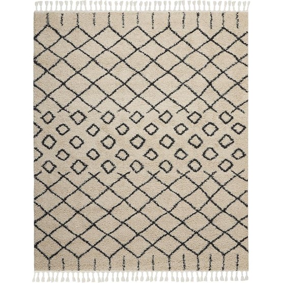 Moroccan Shag Moroccan Cream 9'2'' x 12'6'' Area-Rug, Easy-Cleaning, Non Shedding, Bed Room, Living Room, Dining Room, Kitchen (9x13)