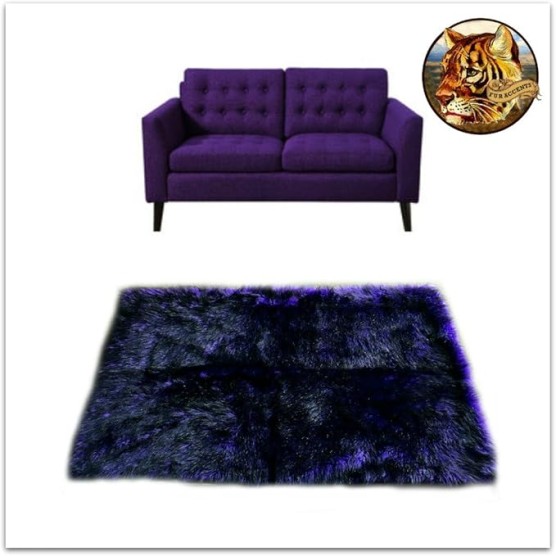 Shag Area Rug - Purple with Black Tips Luxury Fur Carpet - Soft Faux Fur Sheepskin - Rectangle Accent Rug (5'x7')