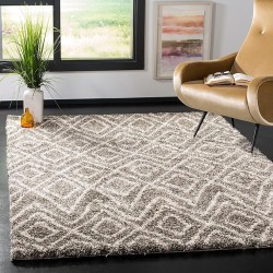 Area Rug 8x10 - Hudson Shag Collection - Large - Grey & Ivory, Moroccan Design, Non-Shedding & Easy Cleaning, Ultra Plush Thick Pile, Ideal for Living Room, Bedroom, Dining Space (SGH332B)