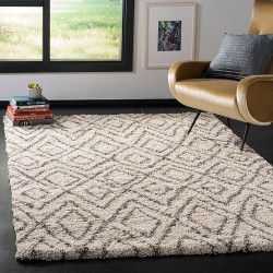 Area Rug 8x10 - Hudson Shag Collection - Large - Grey & Ivory, Moroccan Design, Non-Shedding & Easy Cleaning, Ultra Plush Thick Pile, Ideal for Living Room, Bedroom, Dining Space (SGH332B)