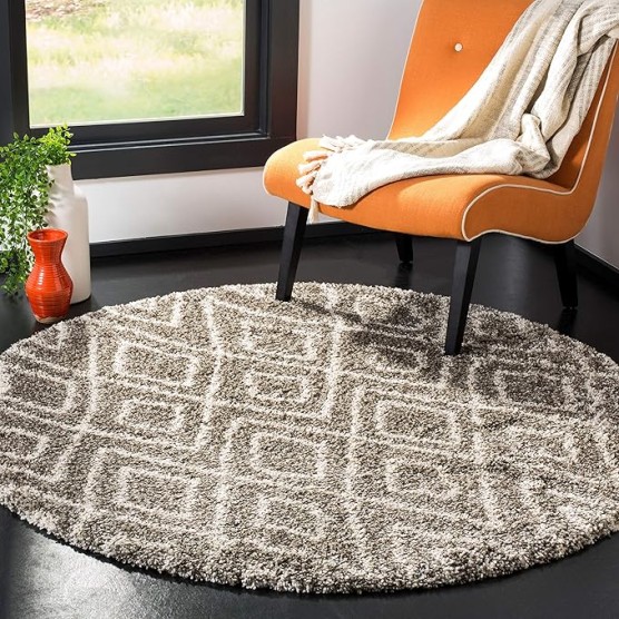Area Rug 8x10 - Hudson Shag Collection - Large - Grey & Ivory, Moroccan Design, Non-Shedding & Easy Cleaning, Ultra Plush Thick Pile, Ideal for Living Room, Bedroom, Dining Space (SGH332B)