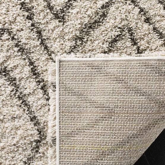 Hudson Shag Collection Area Rug - 6' x 9', Ivory & Grey, Moroccan Design, Non-Shedding & Easy Care, 2-inch Thick Ideal for High Traffic Areas in Living Room, Bedroom (SGH332A)