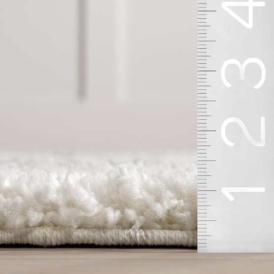 Tess Moroccan Shag Area Rug - 10x14 Shag Area Rug Modern/Contemporary White/Grey Rugs for Living Room Bedroom Dining Room Nursery