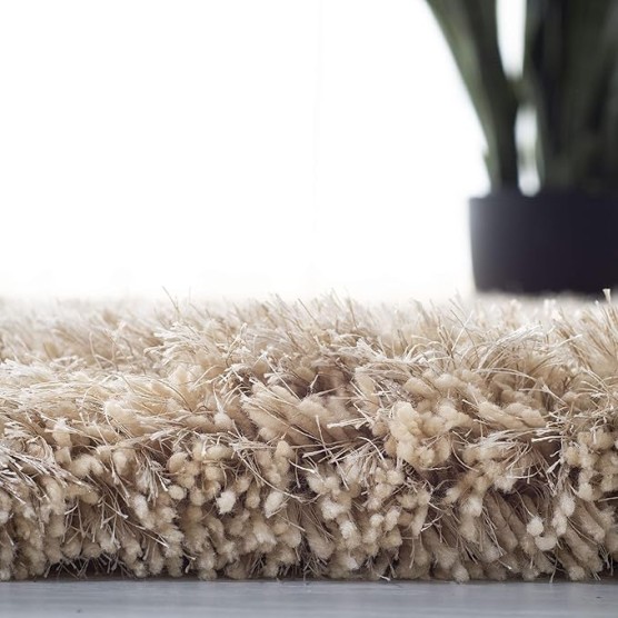 Atlantic Shag Collection 8' x 10' Beige ATG101B Handmade Solid 1.2-inch Thick Area Rug