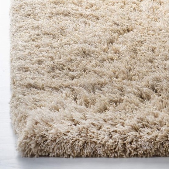 Atlantic Shag Collection 8' x 10' Beige ATG101B Handmade Solid 1.2-inch Thick Area Rug