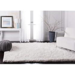 Atlantic Shag Collection 8' x 10' Ivory ATG101A Handmade Solid 1.2-inch Thick Area Rug