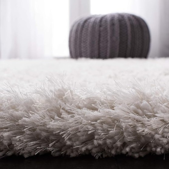 Atlantic Shag Collection 8' x 10' Ivory ATG101A Handmade Solid 1.2-inch Thick Area Rug
