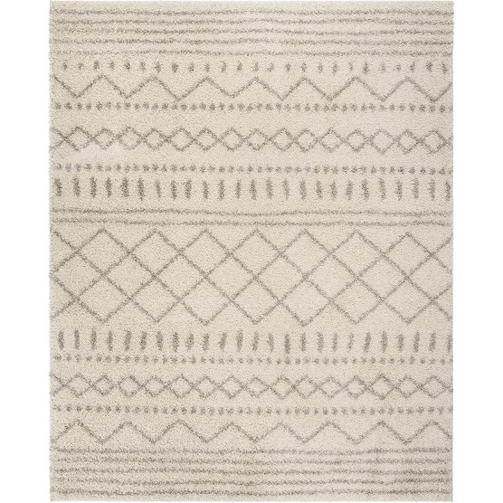 Arizona Shag Collection 8' x 10' Ivory/Beige ASGL741A Moroccan Non-Shedding Living Room Bedroom Dining Room Entryway Plush 1.6-inch Thick Area Rug