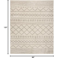 Arizona Shag Collection 8' x 10' Ivory/Beige ASGL741A Moroccan Non-Shedding Living Room Bedroom Dining Room Entryway Plush 1.6-inch Thick Area Rug