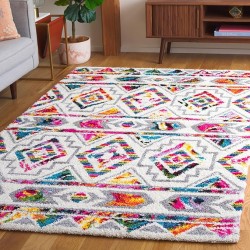 Fiesta Shag Collection Area Rug - 5'1" x 7'6", Cream & Multi, Moroccan Boho Design, Non-Shedding & Easy Care, 0.5-inch Thick Ideal for High Traffic Areas in Living Room, Bedroom (FSG365A)