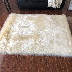 '' Lena Collection '' Faux Sheepskin Super Soft Hypoallergenic Rectangular Area Rug Plush Fur Premium Shag(6'x9',180x270cm,Cream)