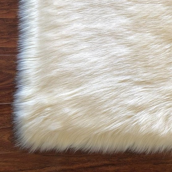 '' Lena Collection '' Faux Sheepskin Super Soft Hypoallergenic Rectangular Area Rug Plush Fur Premium Shag(6'x9',180x270cm,Cream)