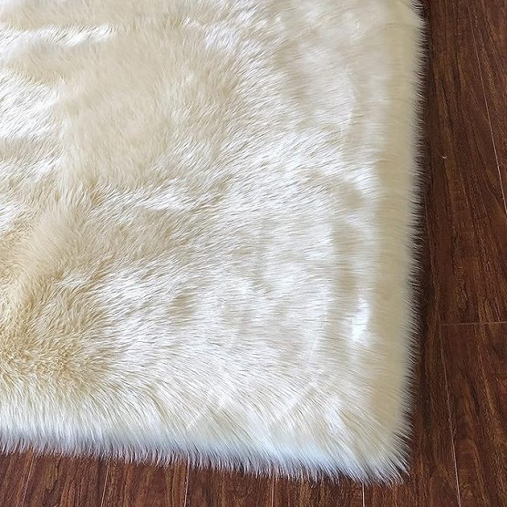 '' Lena Collection '' Faux Sheepskin Super Soft Hypoallergenic Rectangular Area Rug Plush Fur Premium Shag(6'x9',180x270cm,Cream)