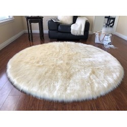 Faux Sheepskin Super Soft Hypoallergenic Rug Plush Fur, Luxury Shaggy Silky Plush Carpet for Bedrooms Rugs Living Room Kids Rooms Sofa Floor Rugs Round(8', D240 cm, Cream)