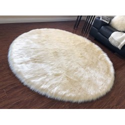Faux Sheepskin Super Soft Hypoallergenic Rug Plush Fur, Luxury Shaggy Silky Plush Carpet for Bedrooms Rugs Living Room Kids Rooms Sofa Floor Rugs Round(8', D240 cm, Cream)