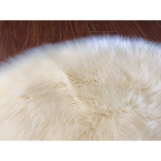 Faux Sheepskin Super Soft Hypoallergenic Rug Plush Fur, Luxury Shaggy Silky Plush Carpet for Bedrooms Rugs Living Room Kids Rooms Sofa Floor Rugs Round(8', D240 cm, Cream)