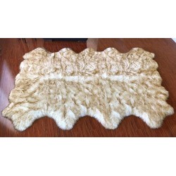 Faux Sheepskin Hypoallergenic Free Shape Silky Shag Rug, Luxury Shaggy Silky Plush Carpet for Bedrooms Rugs Living Rooms Sofa Floor Rugs (Octo 8 Pelts 6'x8', White/Brown Tips)